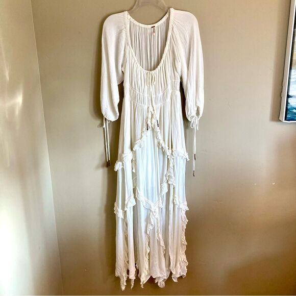 NEW Free People In Your Dreams Maxi Dress Flowy Babydoll White Cotton Size S - Picture 4 of 14